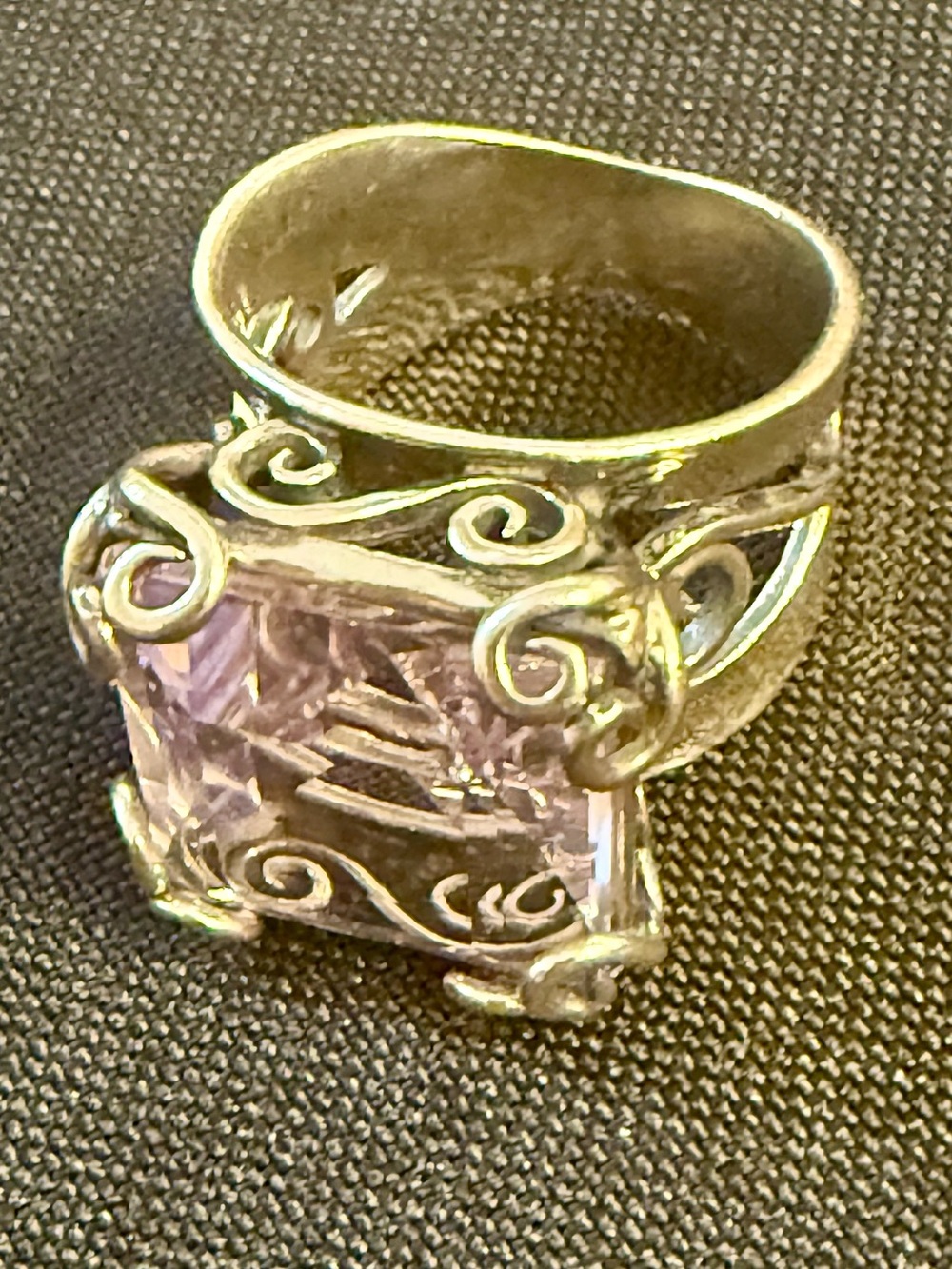 PZ Silver Statement Ring w/ Amethyst Stone